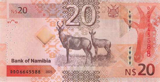 Namibia p21a 20 Dollar 2025